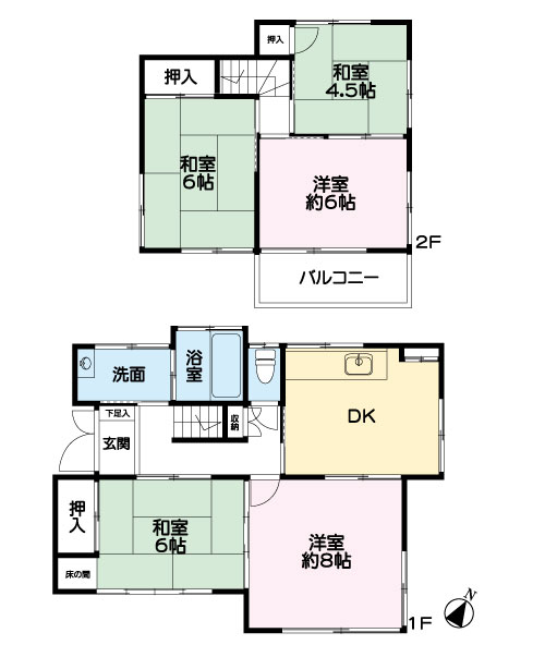 宮原駅 徒歩24分 構造:木造瓦葺土地面積:125.87平米 ( 38.07坪 ) 建物面積:84.45平米 ( 25.54坪 )