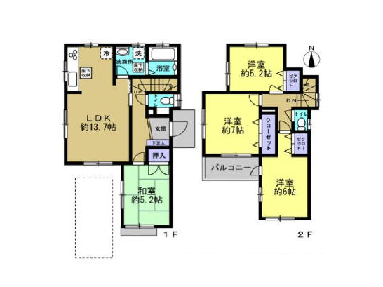 上尾駅 徒歩43分 構造:木造スレート葺土地面積:104.43平米 ( 31.59坪 ) 建物面積:93.36平米 ( 28.24坪 )