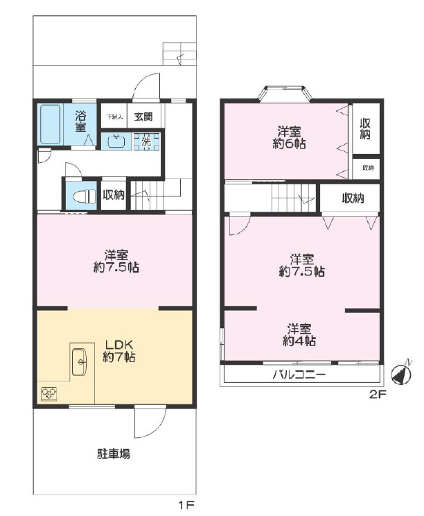 上尾駅 徒歩12分 構造:鉄筋コンクリート造土地面積:77.71平米 ( 23.5坪 ) 建物面積:71.41平米 ( 21.6坪 )