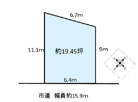 上尾駅　徒歩22分　土地面積:64.32平米 ( 19.45坪 )　