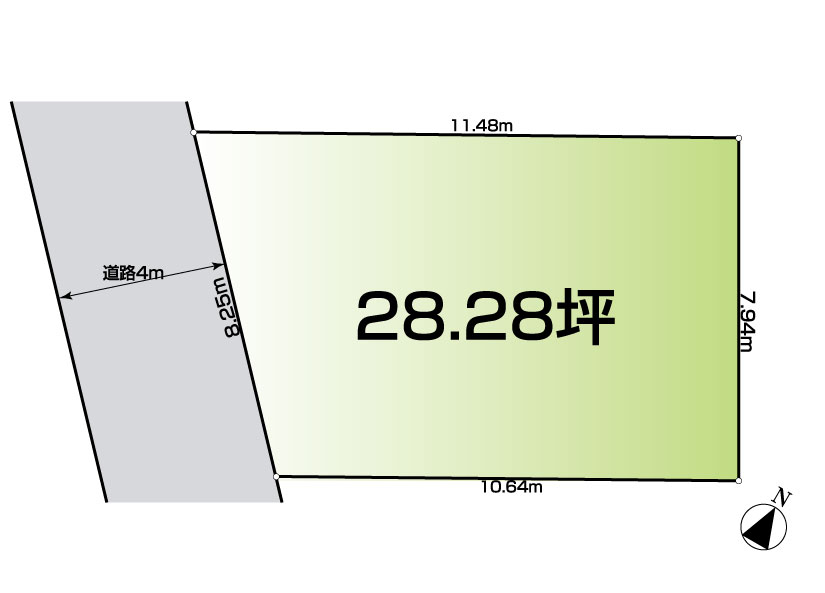 原市駅　徒歩10分　土地面積:93.5平米 ( 28.28坪 )　