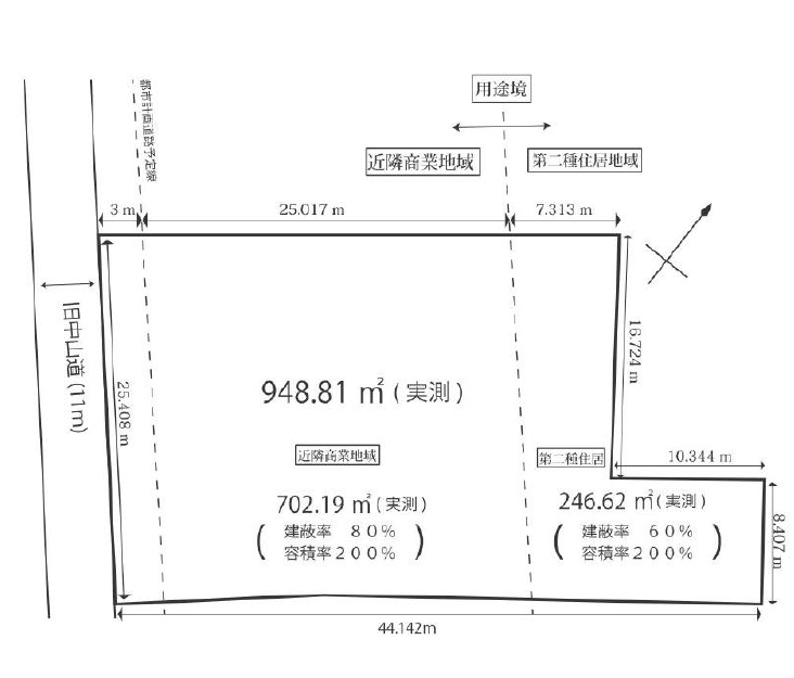 上尾駅　徒歩8分　土地面積:948.81平米 ( 287.01坪 )　
