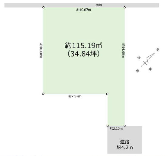 上尾駅　徒歩19分　土地面積:115.19平米 ( 34.84坪 )　