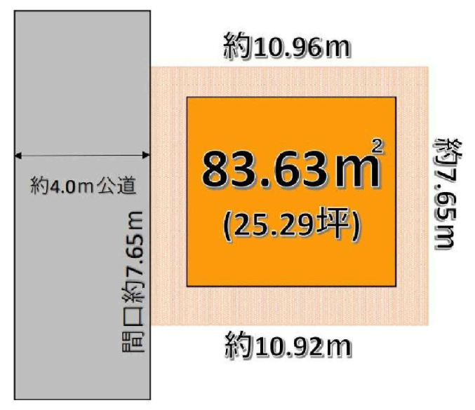 桶川駅　徒歩30分　土地面積:83.63平米 ( 25.29坪 )　
