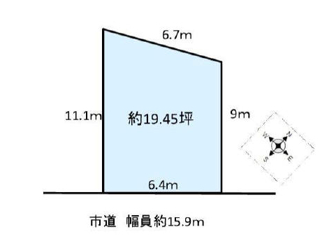 上尾駅 徒歩22分 土地面積:64.32平米 ( 19.45坪 )