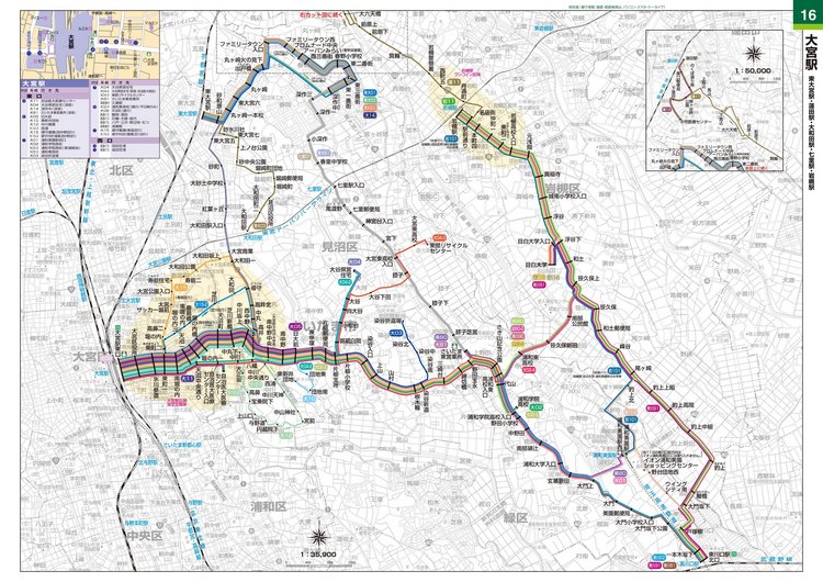 東大宮駅東口方面バス路線図